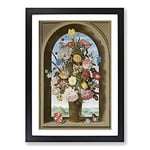 Big Box Art Still Life with Flowers Vol.4 by Ambrosius Bosschaert Framed Wall Art Picture Print Ready to Hang, Black A2 (62 x 45 cm)