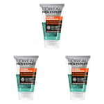 L'Oréal Men Expert - Gel Désincrustant Anti-Pores Encrassés pour Homme - Soin Visage Exfoliant - Concentré en Micro-Grains Naturels - Tous Types de Peaux - Hydra Energetic - 100 ml (Lot de 3)