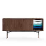 House of Finn Juhl - Sideboard With Tray Unit, Walnut Veneer, Black Steel, Cold - Skänkar och sideboards - Finn Juhl - Träfärgad - Metall/Trä