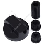 Fits Beko Universal Cooker/Oven/Grill Control Knob And Adaptors Black