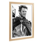 Big Box Art Framed Print of Clint Eastwood (2) Design | Wall Art Picture | Home Decor for Kitchen, Living, Dining Room, Lounge, Bedroom, Hallway, Office, Oak, A2 / 24.5x18 Inch / 62x45cm