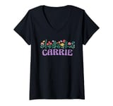 Womens Wildflower Floral CARRIE First Name Mother's Day Women V-Neck T-Shirt