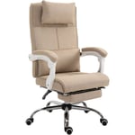 Fauteuil de bureau manager grand confort repose-pied tétière intégrés dossier inclinable lin beige