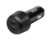 ACT Chargeur Allume-Cigare USB C, 45 W (PD 25 W + PD20 W), Chargeur de Voiture USB C, Adaptateur 2 Ports, Chargeur de Voiture USB C pour Apple et Android AC2200