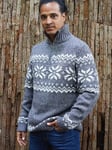 The Little Tailor Snowflake Fair Isle Chunky Zip Neck Knit Jumper, Charcoal