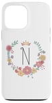 Coque pour iPhone 13 Pro Max Cadeau personalisé pour fillettes thème princesses lettre N