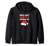 Guess What Santa's Bringing Christmas Hat Gender Reveal Zip Hoodie