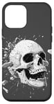 Coque pour iPhone 12 mini Tête de mort éclatée moderne, hard rock, noir et blanc, fun