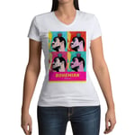 T-Shirt Femme Col V Queen Freddie Mercury Bohemian Rapsody Pop Art