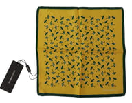 Dolce & Gabbana Mens Yellow Printed DG Logo Square Handkerchief Scarf Silk - One Size