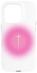 Coque pour iPhone 15 Pro Pink Aura Y2K Croix de foi chrétienne