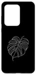 Coque pour Galaxy S20 Ultra Dessin artistique feuille de Monstera One Line