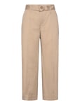Micro-Sanded Twill Belted Wide-Leg Pant Bottoms Trousers Culottes Beige Lauren Ralph Lauren