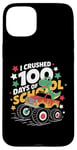 iPhone 15 Plus 100 Days Of School t rex riding Monster Truck for Boys Kids Case