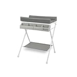 Bebeconfort Baltic, Baignoire & table à langer bébé 2-en-1, 0-12 mois (max. 11 kg), Rangement Compact et Facile, Compartiments, Matelas à Langer Rembourré, Drainage Facile de la Baignoire, Grey Mist