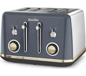 Breville VTT931 Mostra 4 Slice Toaster Grey & Gold Extra Wide Slot High Lift