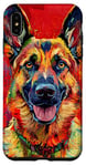 Coque pour iPhone XS Max Rouge Moderne Paisley Berger Allemand Portrait Art