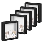 EUGAD Lot de 5 Cadre Photo en Bois 30x30cm, Style 3D Cadre de Boîte d'Ombre Profonde pour Objets jusqu'à 3cm, Galerie Photos Décoration Murale avec Passe-Partout vitre en Plastique, Noir