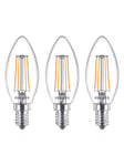 Philips LED-lyspære Classic Candle 4,3W/827 (40W) Clear 3-pack E14