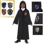 Amscan 9918715 - Unisex Officially Licensed Harry Potter Hogwarts Robe with 4x Velcro Crest Badges Kids Fancy Dress Costume Age: 6-10yrs