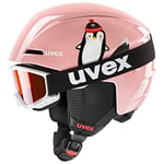 uvex viti Set Casque et Lunettes de Ski Enfant Unisexe, Pink Penguin, 46-50 cm