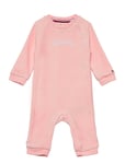 Baby Curved Monotype Coverall Outerwear Fleece Outerwear Fleece Coveralls Pink Tommy Hilfiger