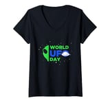 Womens World UFO Day Matching Outfits July 2nd Alien Awareness Day V-Neck T-Shirt