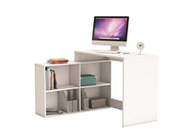 Bureau d’angle Droit ou Gauche Corner avec Rangement - Blanc mat – Robuste et Fonctionnel -112x101x77 cm