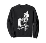 Skeleton Pumpkin Head Pet Cat Halloween Bones Jack O Lantern Sweatshirt