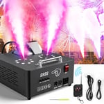 2000W Machine à Fumée Soiree, Machine a Brouillard avec 8+8 LED Lumières Contrôlables en Couleur, Machine a Fumee Lourde avec Télécommande pour Mariage, Fête, Halloween, Effets de Scène