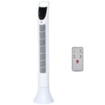 Rootz Quiet Swivel Column Fan - Tower Fan - Oscillating Fan - Remote Control - Ultra Quiet - 20cm x 91,5 cm - White