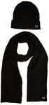 Calvin Klein Men's Cuff Hat and Scarf Gift Set Cold Weather, Black Mixed Stripe, One Size