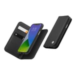 Moshi Overture Wallet Case Compatible with iPhone 12/iPhone 12 Pro [SnapTo Case] Detachable Magnetic Wallet with Folding Stand, Vegan Leather, Responsive Button, for 6.1” iPhone 12/12 Pro, Jet Black