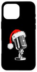 Coque pour iPhone 16 Pro Max Bonnet de Père Noël avec microphone - Style vintage - Karaoké - Amoureux de Noël