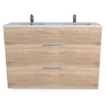 Meuble de salle de bain sous vasque avec double vasque encastrée 3 tiroirs, 120cm FARO blanc bois Taille unique