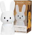 InnoGIO Veilleuse en silicone GIOrabbit MAXI, Veilleuse pour Enfant Motif Lapin, Lampe Bébé en Silicone Souple, 8 Couleurs, Rechargeable par Câble Micro-USB, Aide à l'Endormissement, Avec Télécommande