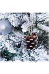 Home Festive Christmas Hanging Pine Cone Bauble Decoration - White Tipped Pack of 6