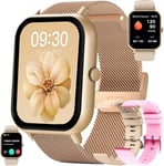 Montre Connectée Femme Homme Avec Appel Bluetooth, 1,83¿ Amoled Smartwatch Avec 123 Modes Sportifs, Tracker D'activité, Sommeil, Spo2, Fréquence Cardiaque, Smart Watch Pour Ios Android (Doré)