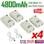 4pcs Rechargeable Battery 4800mAh Pack for XBox360 Controller with Charger Cable