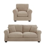 Habitat Argos Home Lisbon Fabric Chair & 3 Seater Sofa - Stone