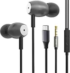 Betron MTD9 Écouteurs Intra-Auriculaires filaires avec Microphone, Adaptateur USB de Type C et Prise Casque 3,5 mm