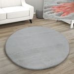 Paco Home - Tapis De Salon, Rond Petit Tapis En Fausse Fourrure, Chambre d'Enfants, Peluche Shaggy Tapis De Lit Taupe, 100 cm rond