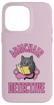 Coque pour iPhone 14 Pro Max Fauteuil détective – Chat lisant un livre mystère confortable