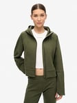 Superdry Sport Tech Relaxed Zip Hoodie - Khaki, Green, Size 10, Women