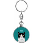 Toff London Black and White Cat Head Keyring TLK-227-VAR