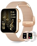 Montre Connectée Femme avec Appel Bluetooth Notification Intelligente 3 Bracelets Smartwatch pour iOS Android Bracelet Montre Connectée Sommeil Fréquence Cardiaque Podomètre Calories 110+ Modes Sport