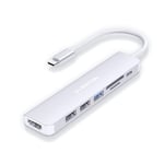 LENTION Hub USB C avec Charge PD 100W HDMI 4K Lecteur de Carte SD/Micro SD USB 3.0 Adaptateur Compatible 2024-2016 MacBook Pro/Mac Air M1/M2 Chromebook iPad Plus d'appareils de Type C(CE18 Argenté)