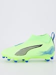 Puma Junior Ultra 5+ Match Laceless Firm Ground Football Boots -Blue, Blue, Size 10