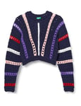 United Colors of Benetton Girls and Girl's Jersey G/C M/L 17cfq104g Sweater, Blu Scuro A Righe Multicolori 252, 160 cm