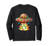 Gingerbread Man UFO Alien Christmas Lights Womens Mens Kids Long Sleeve T-Shirt